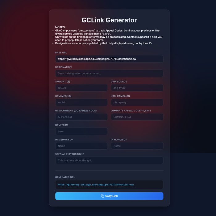 Giving-link builder form